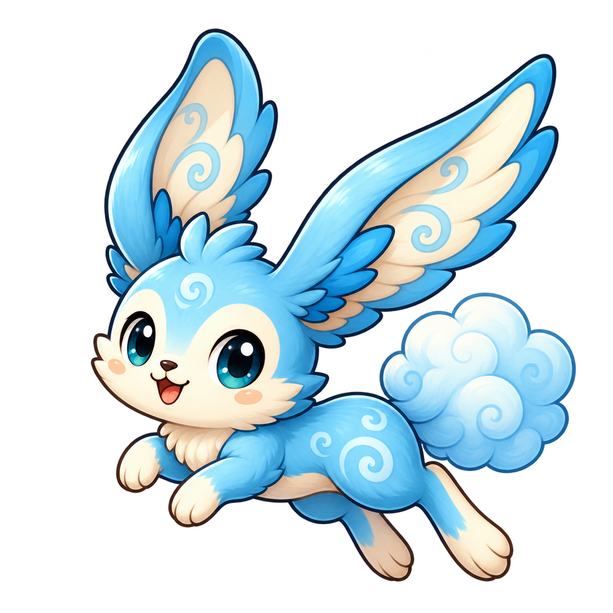 A blue cloud bunny with soft, fluffy features.